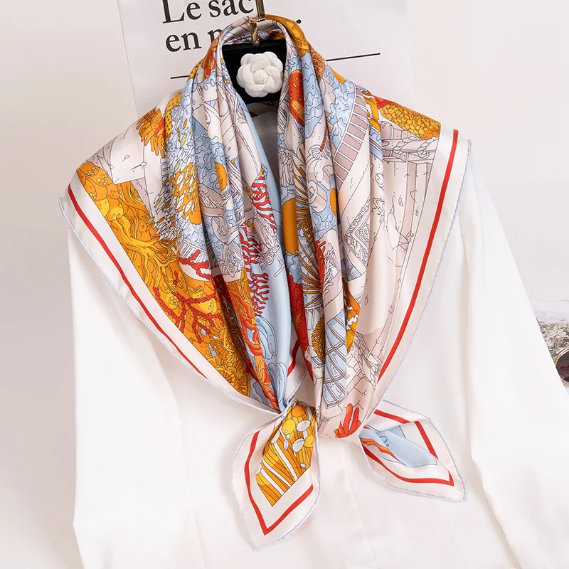 

Women 100% Real Silk Scarves 88*88cm Square Silk Scarf Natural Silk Wraps Shawls Neckerchief for Ladies Head&Neck Scarf Bandana