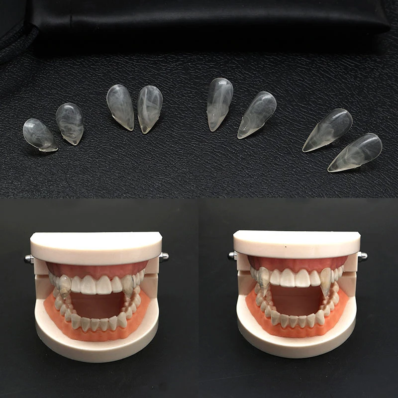 

1 Pair Adult Kids Halloween Vampire False Teeth Horrific Party Transparent Dentures Cosplay Club Resin Dentures Jewelry Tool