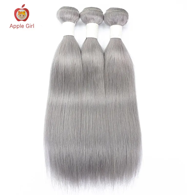 Silver Gray Color Straight Human Hair Bundles Remy Brazilian 1 or 3 or 4 Bundle 100% Human Hair Weave From 12 to 30 Inch
