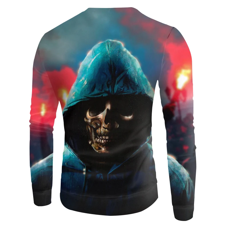 

OGKB Casual Sweatshirt Cool Print Black Skull King 3D Hoodies Men's Workout Fitness Crewneck Pullovers Sweats Dropshipping