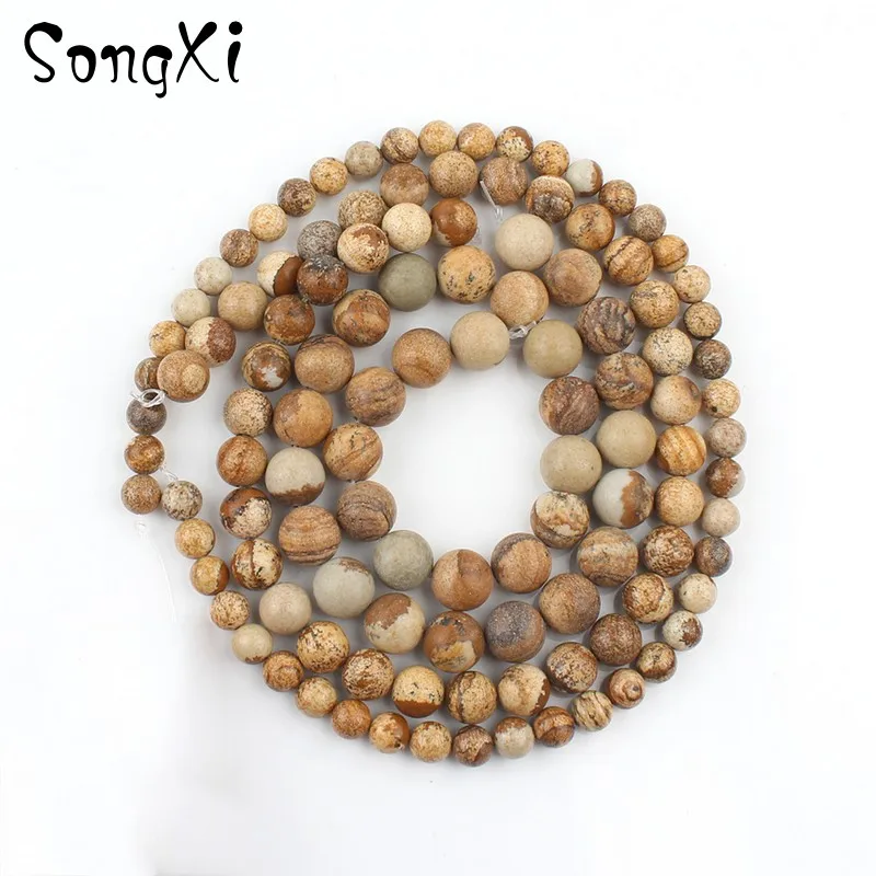 Круглые Гладкие бусины из яшмы с изображением натурального камня для