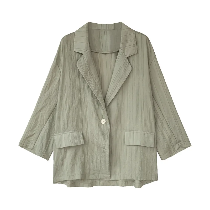 

Jacket Jacket Suit Thin Section Large Size women's Clothing Fat Temperament Fashion mid-length Long Loose Small Suit Summer 2021