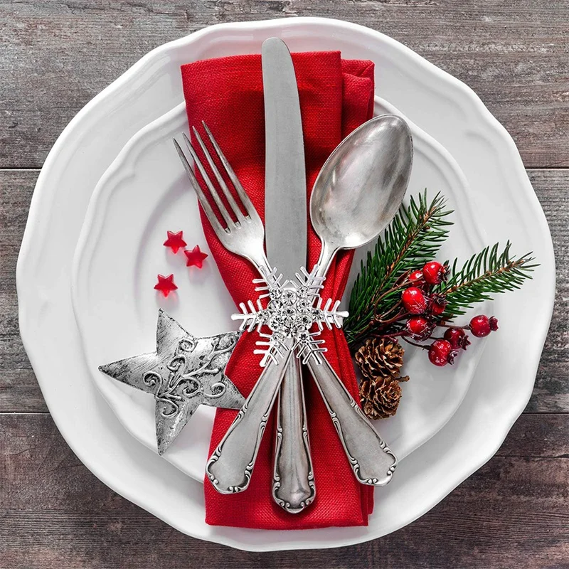 

12Pcs Napkin Rings Set, Snowflake Napkin Rings Deer Christmas Tree Napkin Rings Napkin Holders Dinner Table Decor