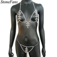 stonefans shining full rhinestone leaves body chain jewellery for women sexy crystal bikini underwear designer with beach party