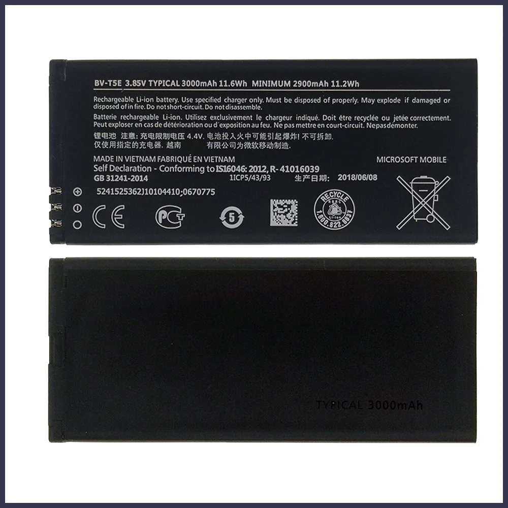 100% Оригинальный аккумулятор BV-T5E для Nokia Lumia 950 RM-1104 RM-1106 RM-110 McLa BVT5E 3000 мА · ч