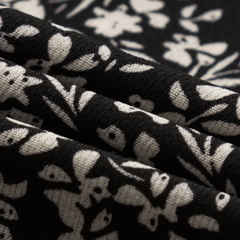 

Fresh High Waist Chiffon Dress Chic Floral Print Women Dresses Vintage Elegant Pleated Layer Robe Lady Puff Sleeve Vestidos New