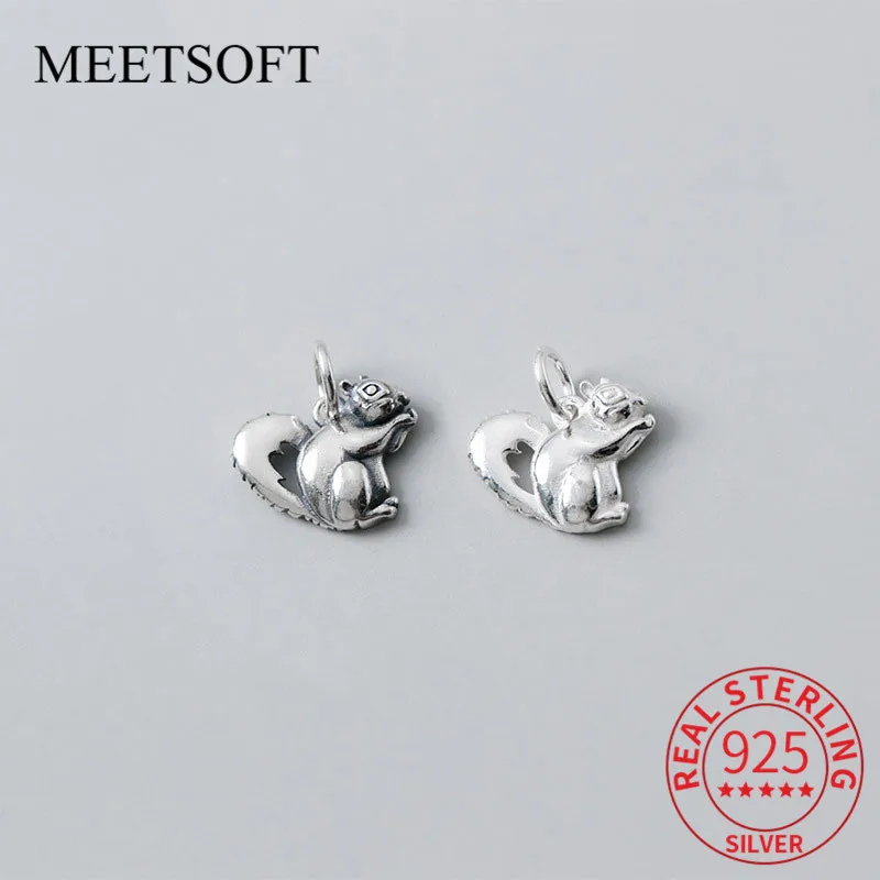 

MEETSOFT, ретро, серебро 925 пробы, милая белка, животные, подвески для рукоделия, Аксессуары для браслета