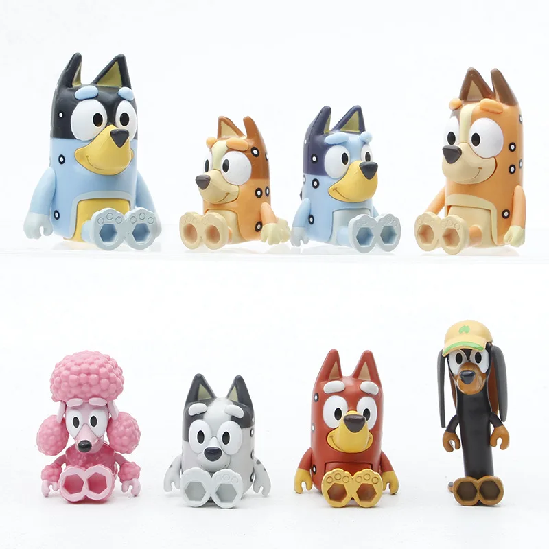 Фигурка героя мультфильма Bluey Family 8 шт./компл. фигурка из аниме игрушки модель ПВХ