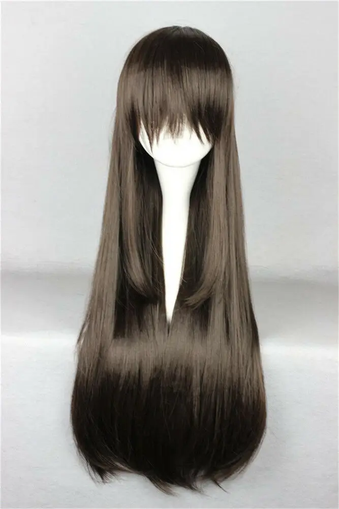 Парик для девочек длинный прямой темно-коричневый термостойкий синтетический