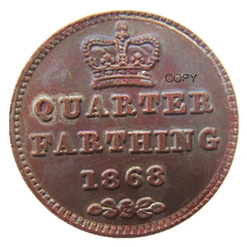 1868 британская Великобритания/цейлонская Виктория четверть Farthing копия монет|coin