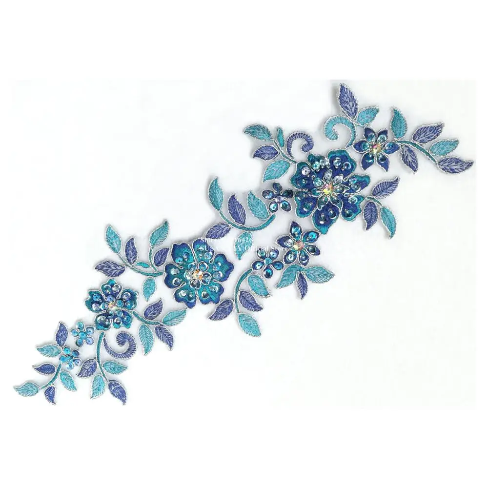 1 шт. x Ручной работы синий/бирюзовый синий/серебристый расшитые бисером вышитые