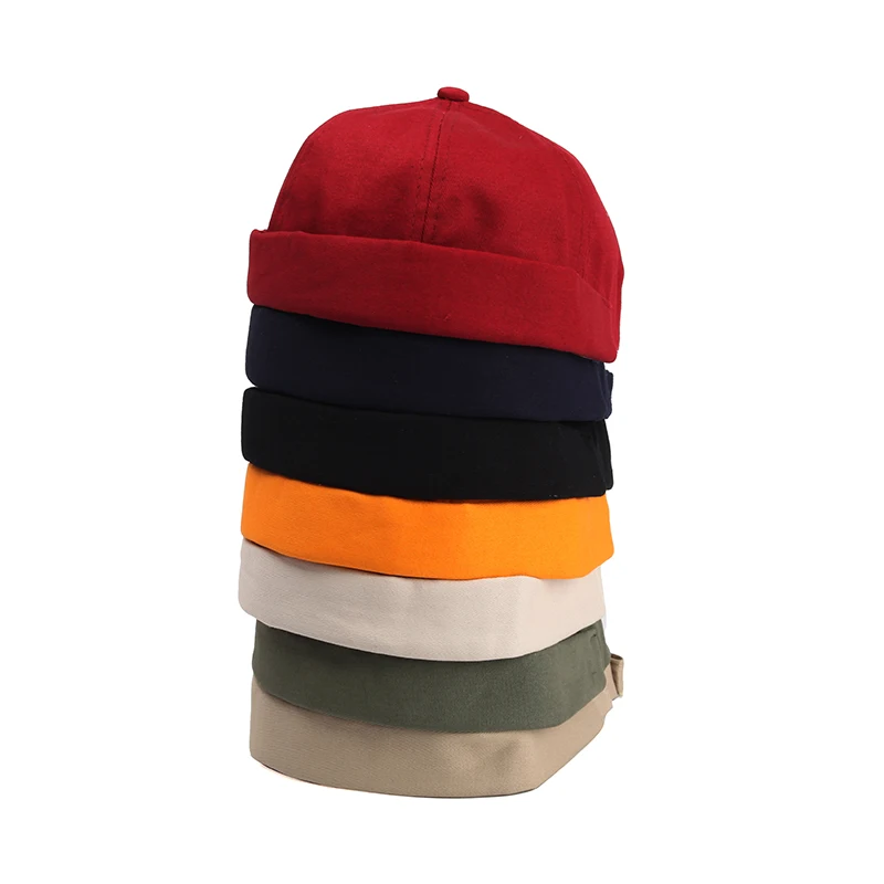 

Women Men's Beanie Cap Solid Cotton Loop Melon Caps Male Female Streetwear Hip Hop Beanies Hat Black Yellow Red New