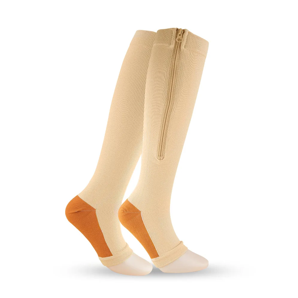 Zipper Elastic Compression Socks 6 Pairs Zipper Socks Sports Compression Socks Men Women Medical Sport Sock Stocking Open Toe