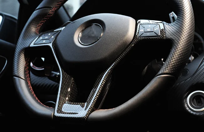 Продажа Отделка рулевого колеса из углеродного волокна, наклейка, аксессуары для Mercedes-Benz W176 W204 W117 W212 W207 W218 R172 только для AMG