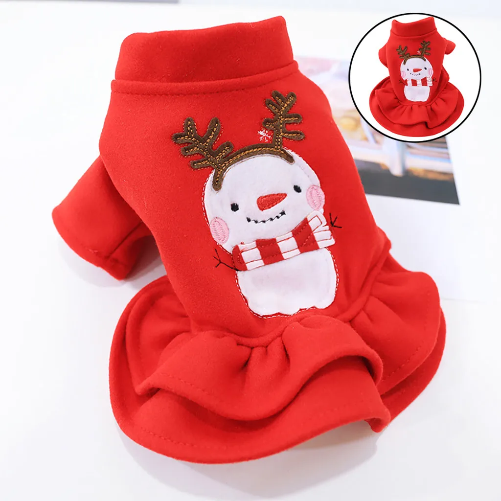 Модное рождественское платье снеговика для домашних животных удобная одежда