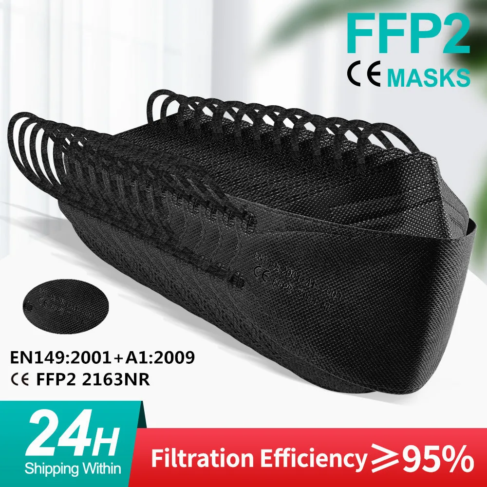 5 100 шт. FFP2 Negras KN95 Mascarillas FPP2 одобренный черная маска для лица многоразовая FFP2mask CE 4