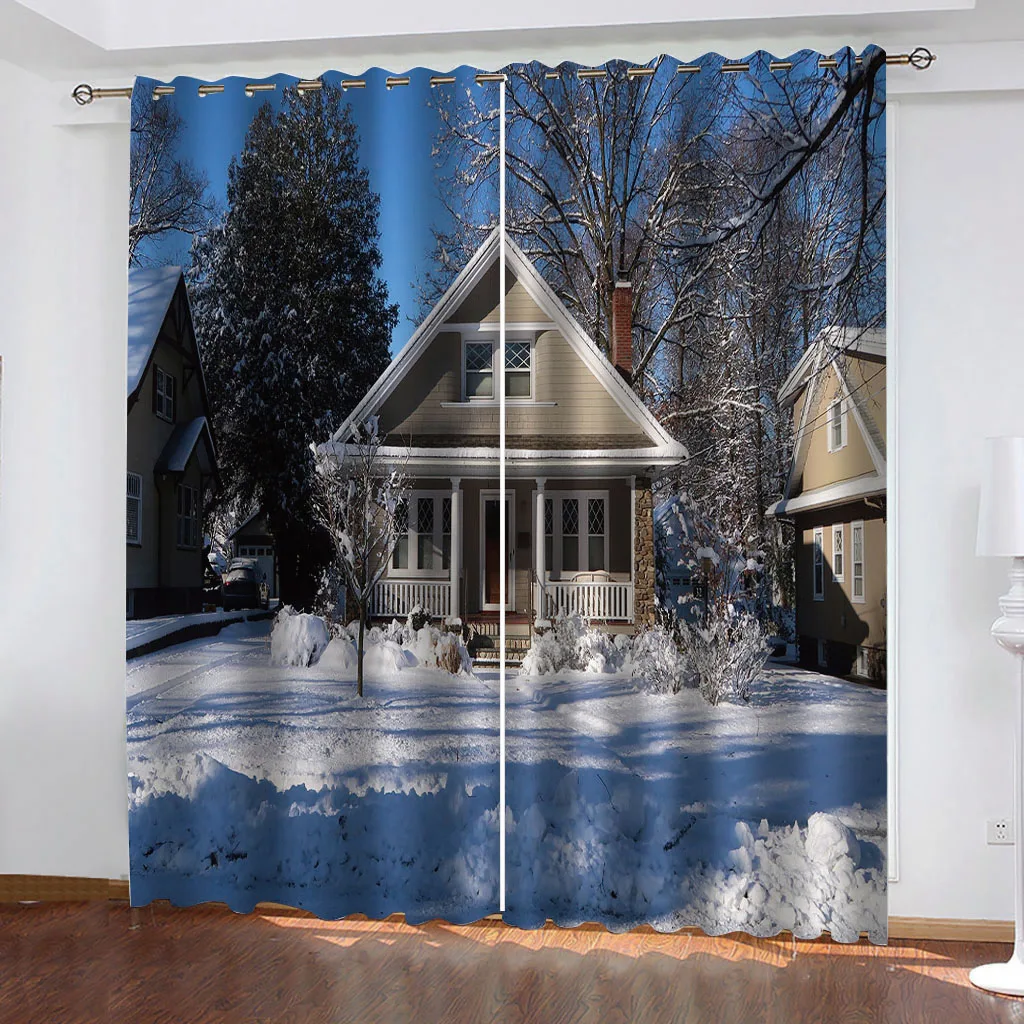 

Morden scenery christmas curtains 3D Curtains set For Bed room Living room Office Hotel Home Wall Decorative Drape tapestry