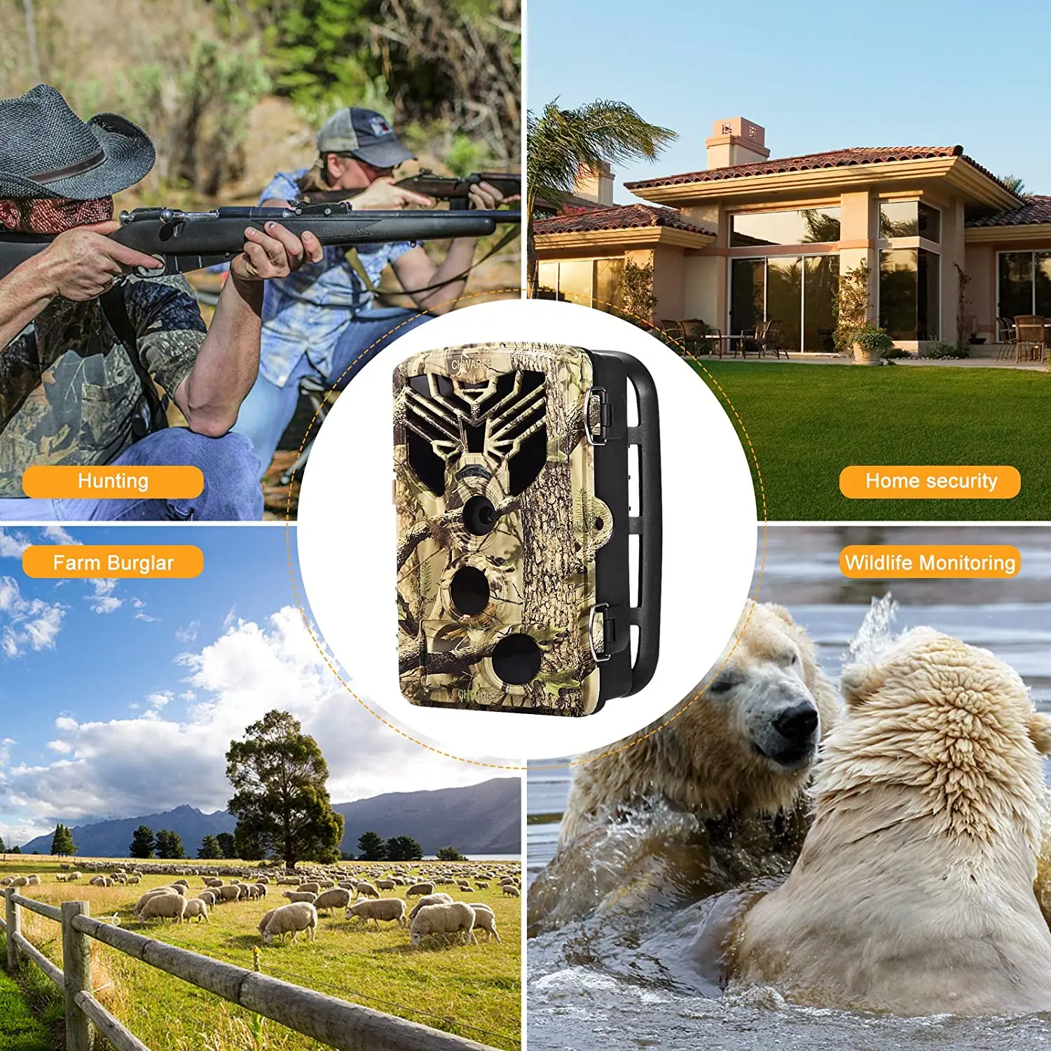 Live Show Trail Camera Wifi APP Remote Control Hunting Cameras 24MP 1296P Night Vision WildPhoto Traps Surveillance | Спорт и