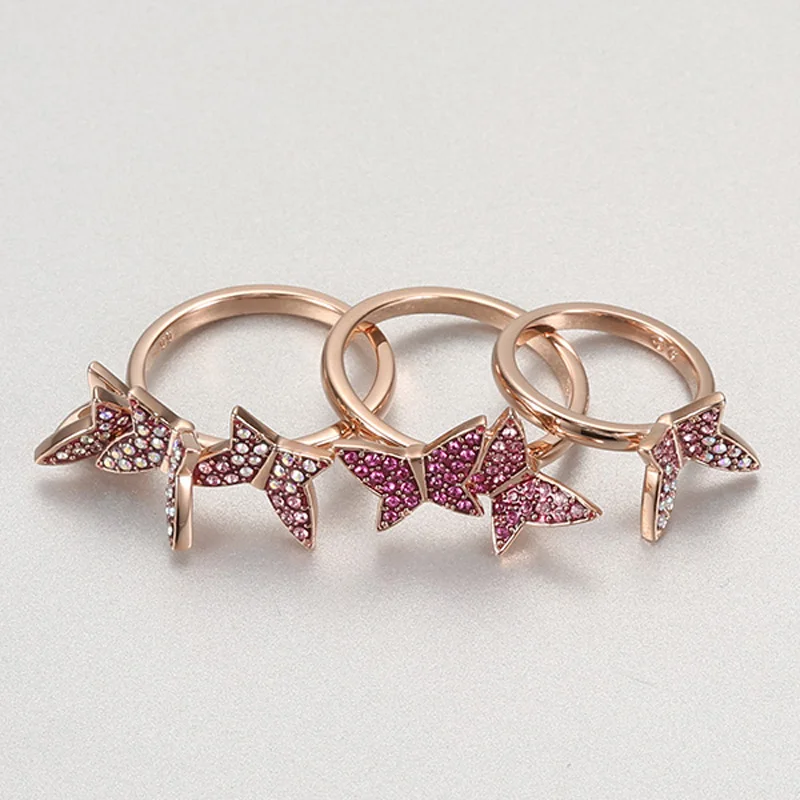 Женское кольцо-бабочка PANDOO модное кольцо с серебряным покрытием оригинал 1:1