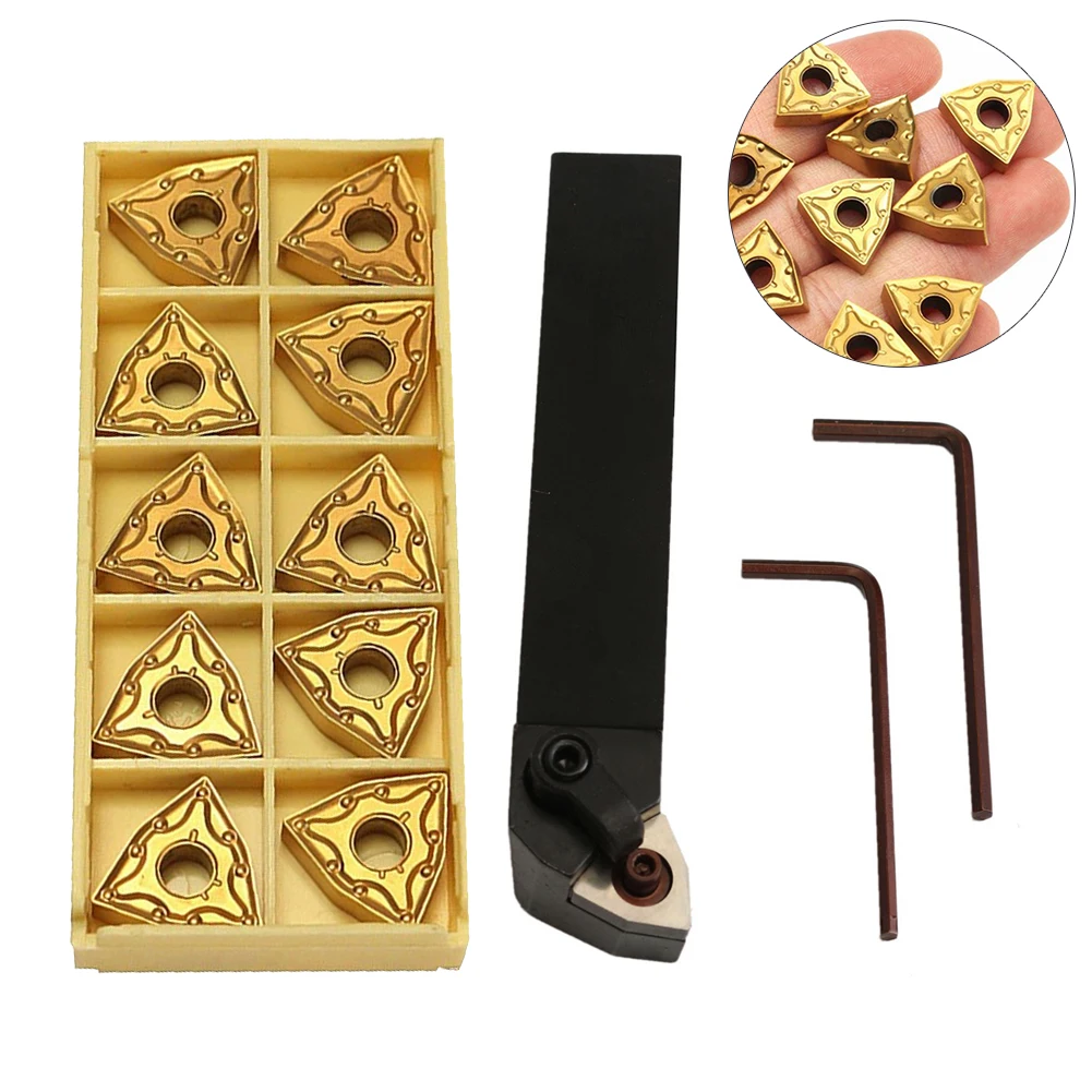 

10pcs Inserts Wrenches Carbide Insert WNMG0804 Holder Turning Tool Set Cutting MWLNR2020K08 Repair For Lathe External Durable