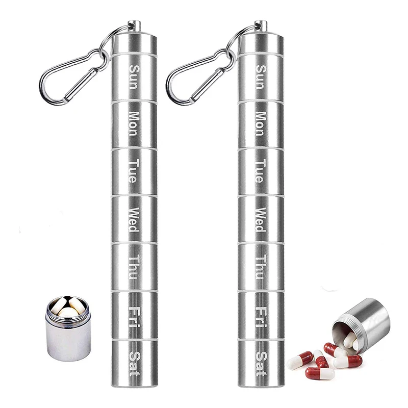 

Capsule Shape Aluminum Pill Case Delicate Seal Medicine Organizer Box Keychain Outdoor Pocket Pill Waterproof Holder Container