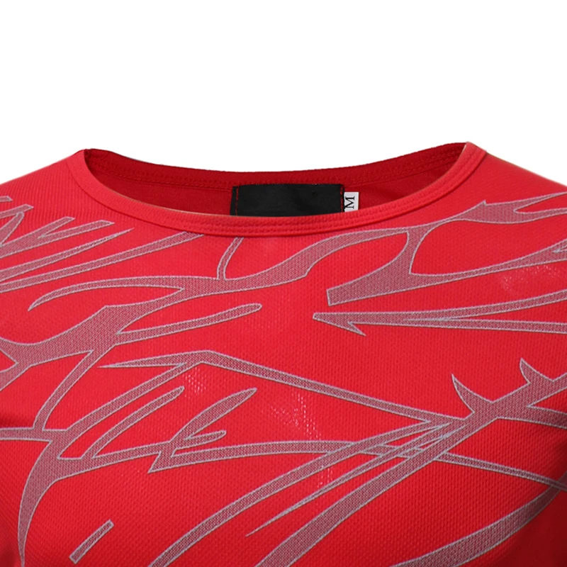 

Mesh Print Men's Short-sleeved Shirt Casual Slim Round Neck T-shirt Loose Cotton Lightweight & Breathable Men's Clothing Tops