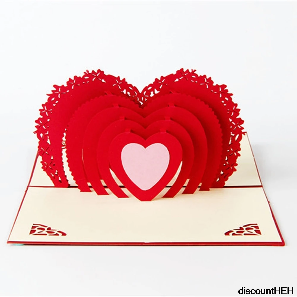 Романтическая бумажная 3D лазерная всплывающая открытка подарочные открытки на