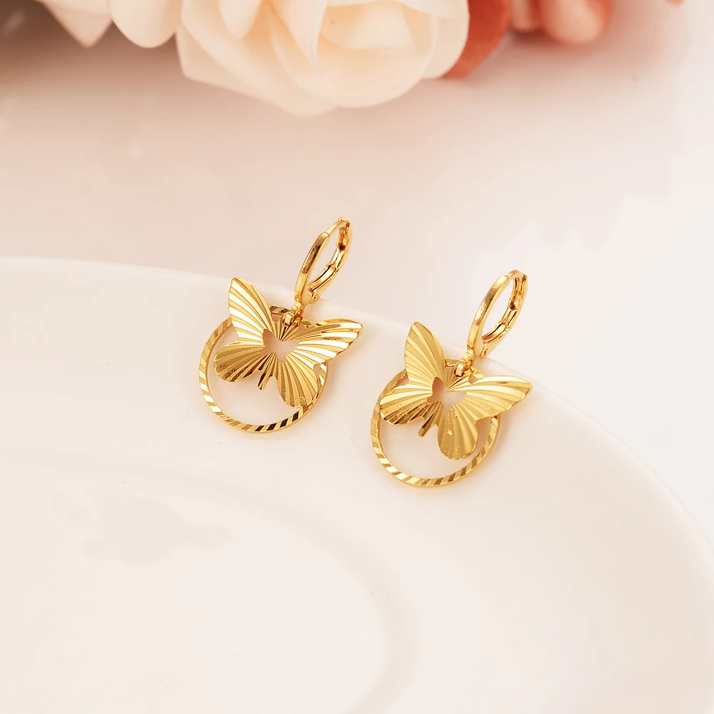 

Bangrui Gold Color butterfly Earrings Women/Girl,Love Trendy Jewelry for African/Arab/Middle Eastern wedding bridal party gift