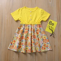 girls printed floral short sleeve dress kids dresses for girls toddler clothes 2022 korean baby clothes kids dresses for girls