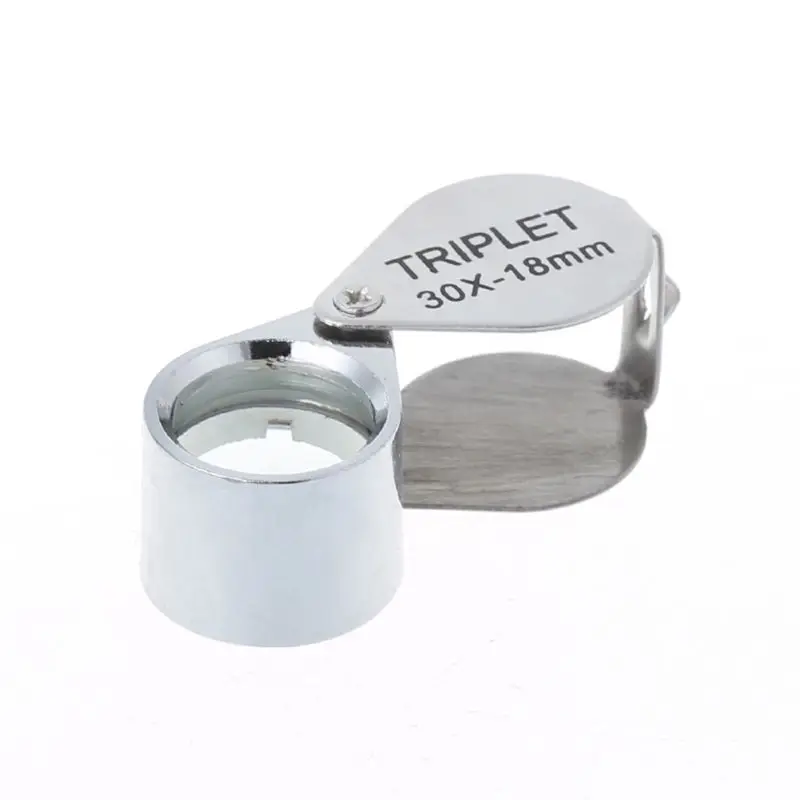 

W0YD 30X18mm Foldable Magnifier Jewelry Diamond Magnifying Glass Portable Metal Loupe