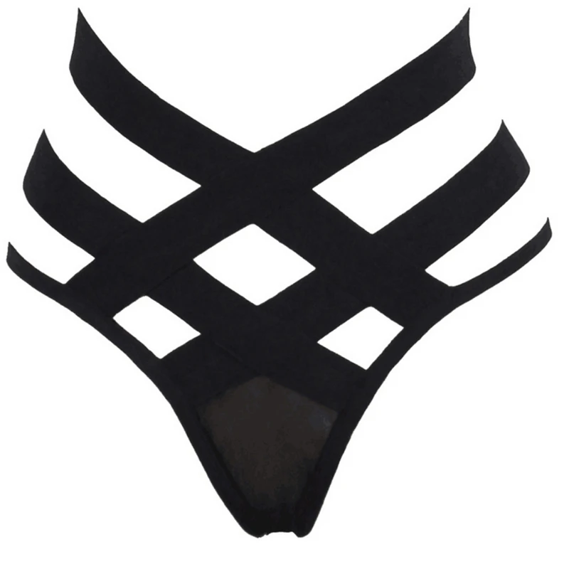 

Ladies Underwear Low Waist Sexy Bandage Hollow Design Women's Underwear Transparent Thong Thong Elastic Belt Cross Briefs