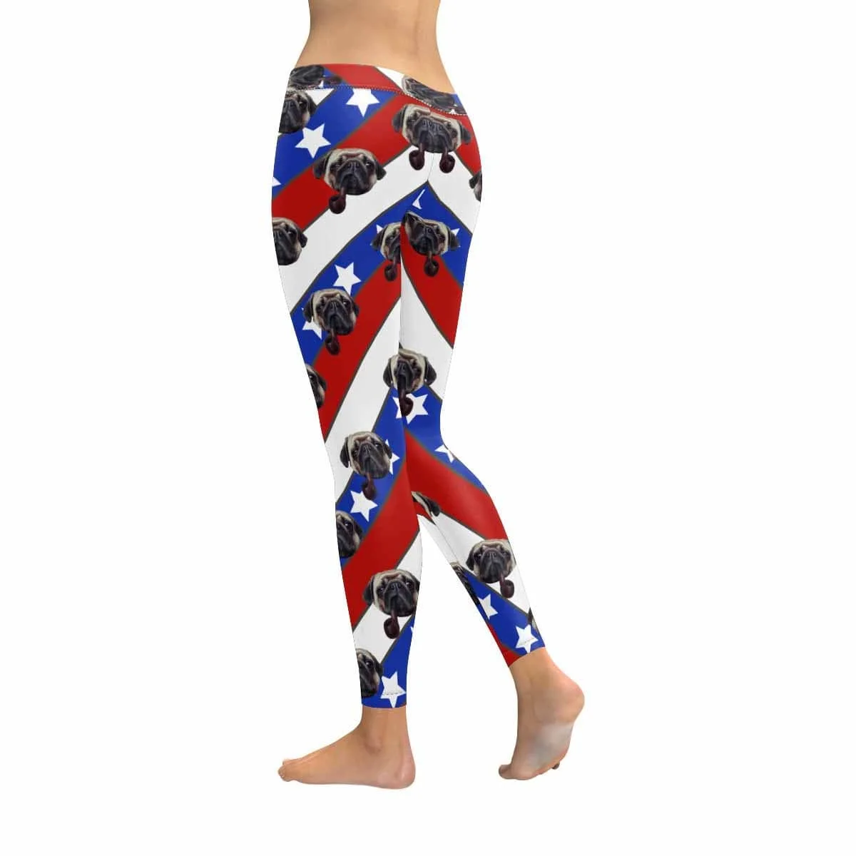 

Custom Smoking Dog Star Stripe Low Rise Leggings