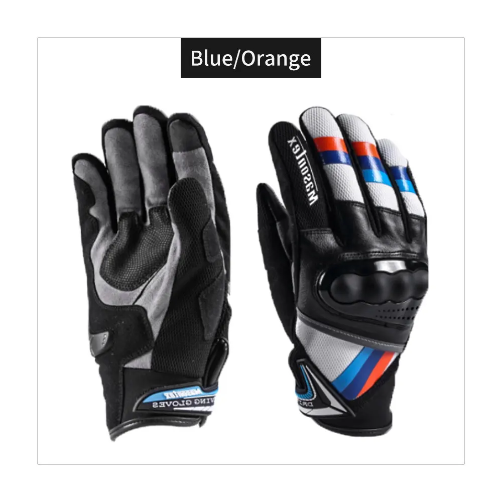 Blue Orange Новые Мотоциклетные Перчатки Мотокросс Гоночные Перчатки Полный Палец Ветрозащитный Открытый Спорт Перчатки Сенсорный Экран luvas da motocicleta - Цвет: Blue Orange
