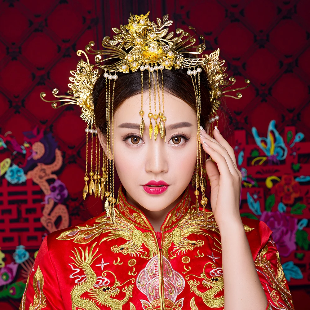 Классические Китайские Восточные свадебные аксессуары для волос Ювелирная