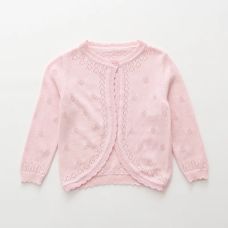 Весенние платья для девочек Детский кардиган Свитер розовый 100 хлопковая одежда
