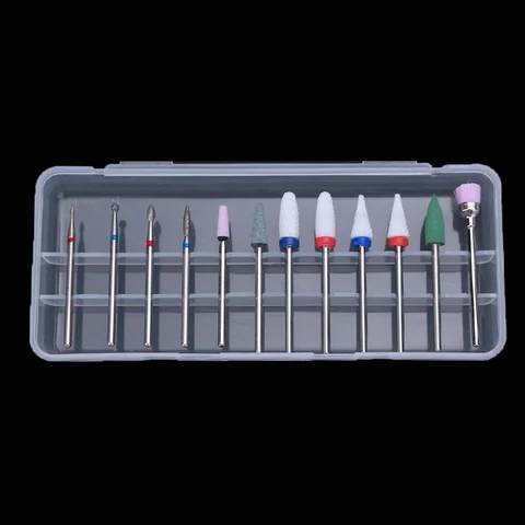 Аппарат для маникюра и педикюра электрический, набор из 12 комбинированных керамических карбидные сверла для ногтей, фрезы, инструменты для маникюра и педикюра