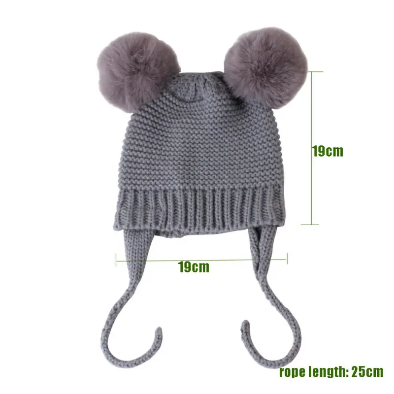 Cute Winter Warm Kids Girls Boys Baby Hats Knitted Wool Hemming Caps With Ball | Детская одежда и обувь