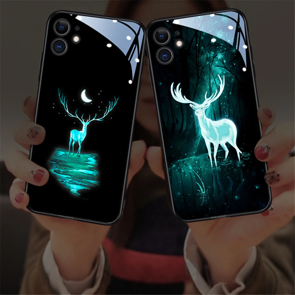 

Led Colorful Light Phone Case Call Flash For Apple 12 11 Pro Max X XS XR Luminous Shockproof HD Painting With 7 8P iPhone Cover