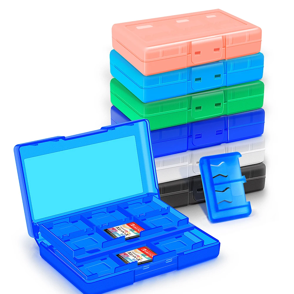 Portable Nintend Switch Travel Accessories 24 In 1 Game Card Case Micro SD Case Holder Hard Shell NS Storage Protector Box