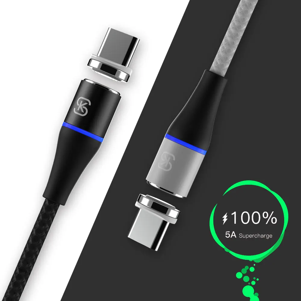 Круглый Магнитный кабель SIKAI 2 в 1 USB C Micro Type для быстрой зарядки м проводной шнур
