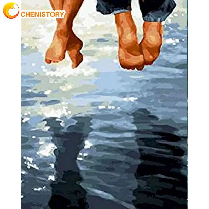 

CHENISTORY 60x75cm DIY Frame Painting By Number Kits Foots Picture Drawing Coloring By Numbers Acrylic Paint For Home Decors