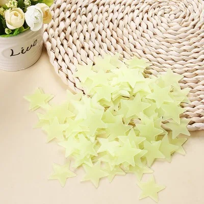 3CM 100Pcs Yellow Светится в темноте Фея Бабочка луна звезды Наклейка на стену для детской комнаты светящиеся звезды Настенная Наклейка девочка спальня декоративная наклейка - Цвет: 3CM 100Pcs Yellow