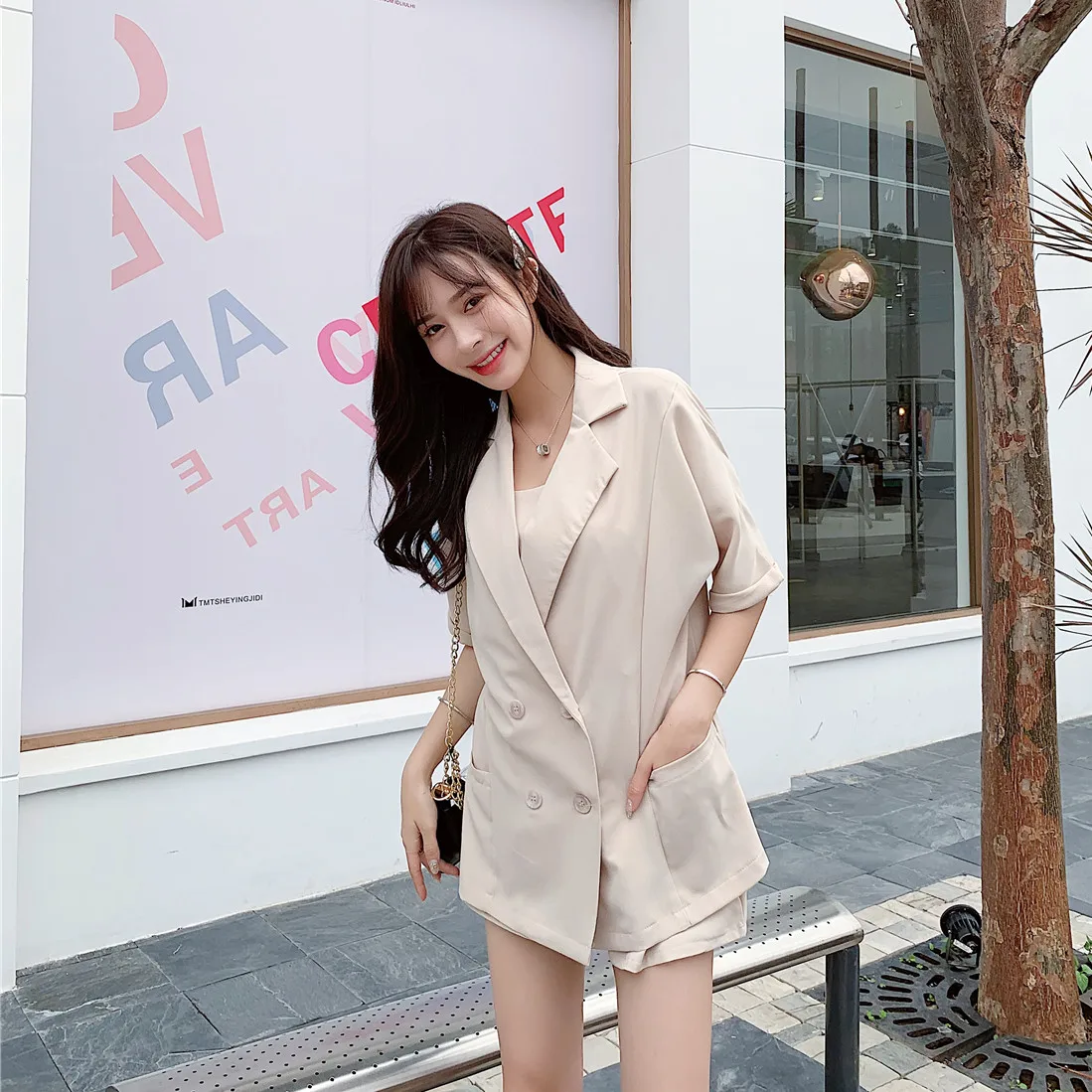 2019 новые женские комплекты весна лето 3 шт костюмы блейзеры + камзол Шорты