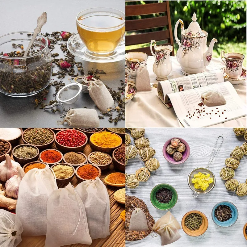 Сетчатые чайные пакетики с фильтром муслиновые для чая на шнурке листовой чай