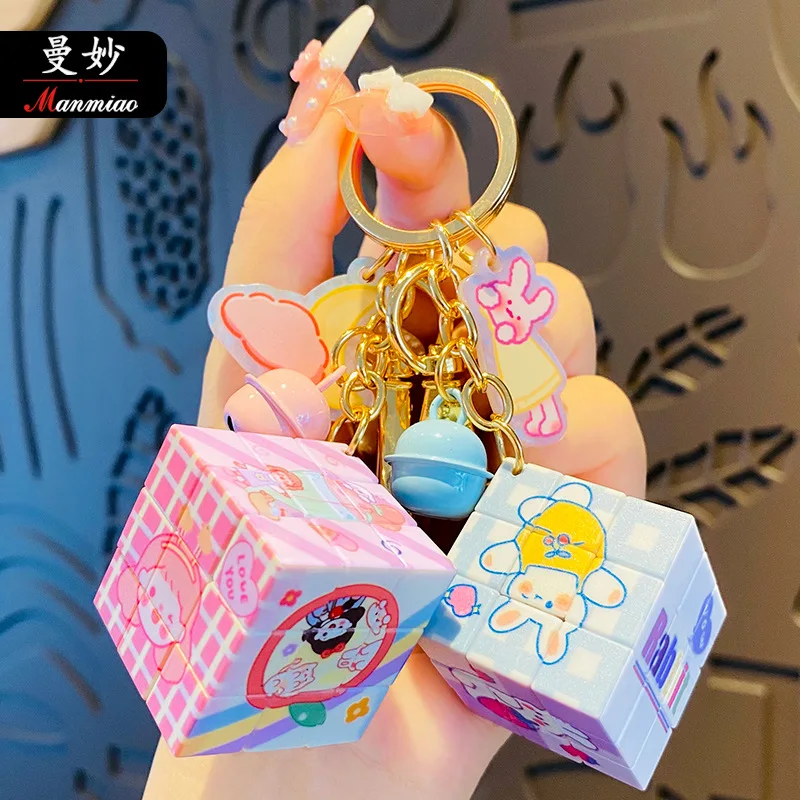 

Cartoon Girl's Heart Rubik's Cube Keychain fashion men women car bag keychain charms diy keychain accessories anime keychain