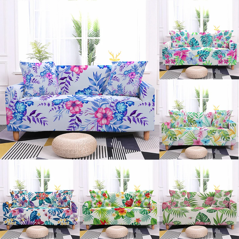 

1/2/3/4 Seaters Elastic Sofa Cover for Living Room Flower Printed Sofa Slipcover Anti-dust Furniture Protector Loveseat Sofa