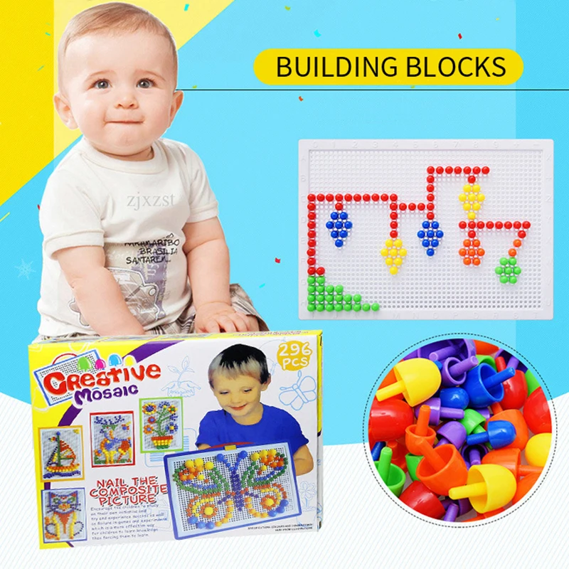 296 шт. детей Творческий узор вставки строительный Blockstoys гвоздиков со шляпками
