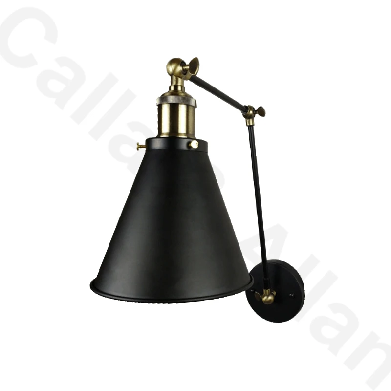 Бесплатная доставка Черный Железный Абажур настенный светильник с двойным