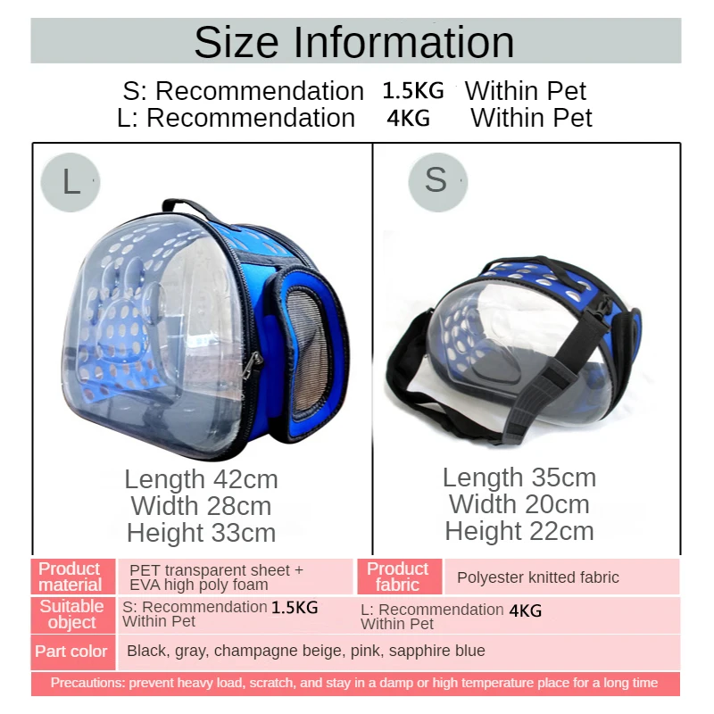 

Transparent Cat Backpack Fashion Pet Cat Bag Carrier For Cats Space Capsule Foldable Breathable Pet Travel Bag Outdoor Backpack