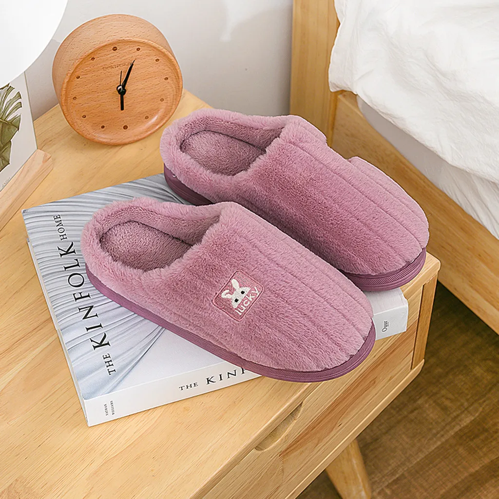 Женские модные дамские шлепанцы; мужские и женские теплые Нескользящие домашние тапочки с кроликом; обувь для спальни